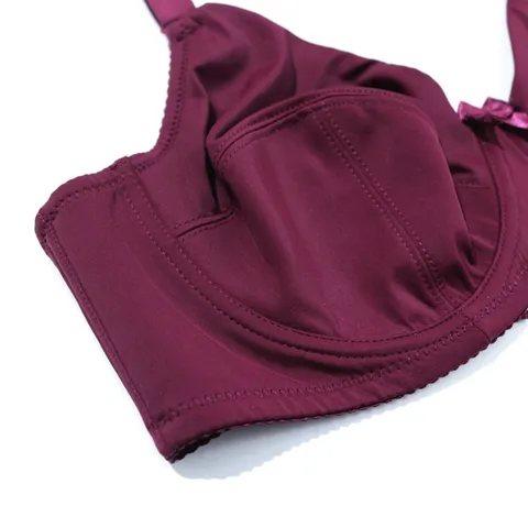 Plus Size Women's Full Cup Minimizer Bra Seamless Thin Side Support Underwire Bra Adjustable Back Closure Breathable Lingerie