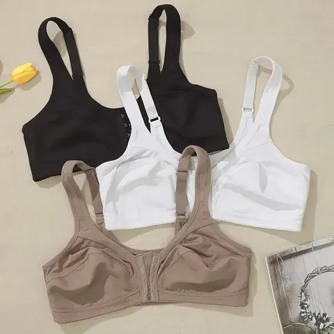 Sujetador Tallas Grandes Sin Aros Cierre Frontal Sin Costuras Push Up Copa Completa Nailon Elastano Lencería Cómoda para Mujer
