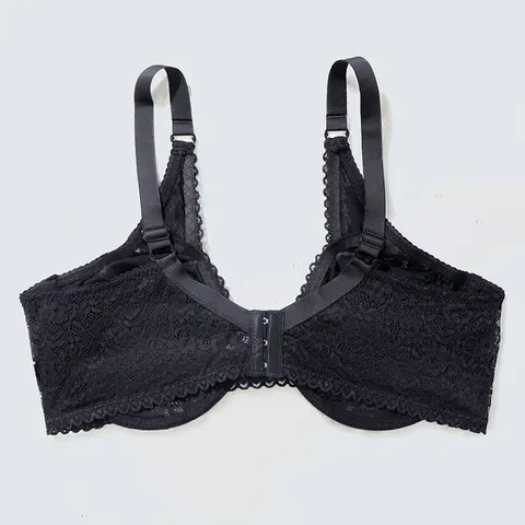 Women Plus Size Floral Lace Minimizer Bra Ultra Thin Sexy Full Cup Underwear Breathable Lace Lingerie With Bow Decor