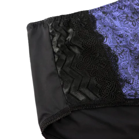 Women Plus Size Sexy Lace Briefs Mid Waist Breathable Butt Lift Knitted Nylon Panties Daily Alluring Style Lingerie