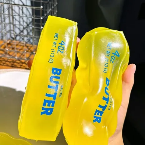Transparentes Butterstab Squishy Spielzeug Dekompression Weiches TPR Frucht Apfel Banane Stressabbau Spielzeug Für Büro Erwachsene