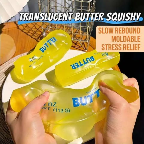 Transparent Butter Stick Squishy Toy Decompression Soft TPR Fruit Apple Banana Stress Relief Toy For Office Adults