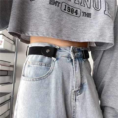 Cinturón Invisible Elástico de Cuero Sintético para Mujeres Hombres Banda de Cintura Elástica Sin Marcas Ajustable Accesorios de Moda