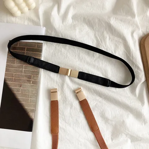 Γυναικεία Ελαστική Ζώνη Μόδας Minimalist Μεταλλική Αγκράφα Λεπτή Ζώνη Φορέματος Παλτό