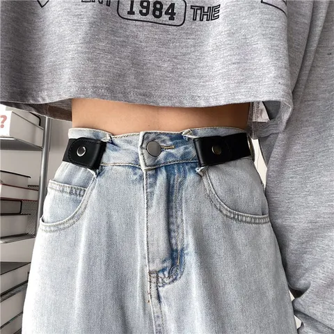 Cinturón Invisible Elástico de Cuero Sintético para Mujeres Hombres Banda de Cintura Elástica Sin Marcas Ajustable Accesorios de Moda