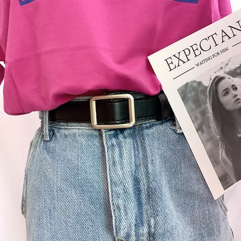 Γυναικέα Μινιμαλιστική Μονόχρωμη Casual Ευέλικτη Ζώνη Μόδας Αγκράφα από Κράμα Συνθετικό Δέρμα Μαύρο Καφέ Καθημερινά Αξεσουάρ