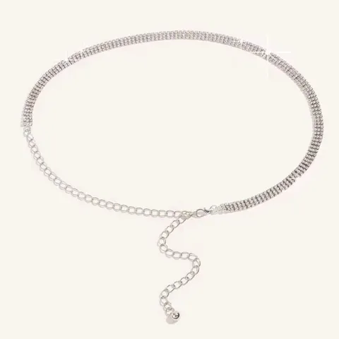 Catena da Vita in Strass da Donna Metallo Argento Cristallo Body Chain Abito da Sera Abito da Sposa Cintura Decorativa Gioielli di Moda