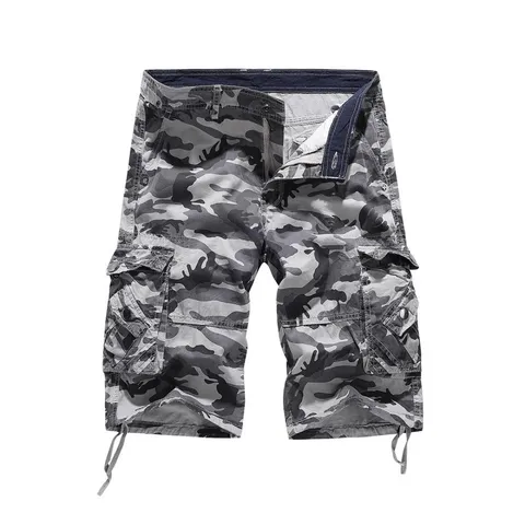 Men's Casual Cotton Cargo Shorts Multi-Pocket Loose Fit Camouflage Military Short Pants Summer Korean Fashion Beachwear