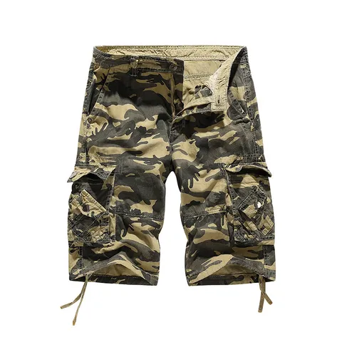 Men's Casual Cotton Cargo Shorts Multi-Pocket Loose Fit Camouflage Military Short Pants Summer Korean Fashion Beachwear