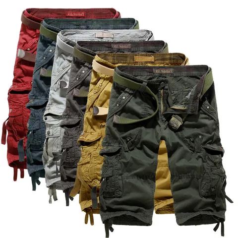 Men's Casual Cargo Shorts Multi Pocket 100% Cotton Summer Military Style Outdoor Tactical 3/4 Length Capri Pants For Men
