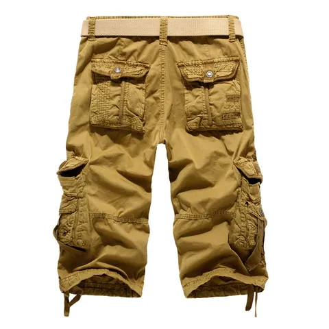 Men's Casual Cargo Shorts Multi Pocket 100% Cotton Summer Military Style Outdoor Tactical 3/4 Length Capri Pants For Men