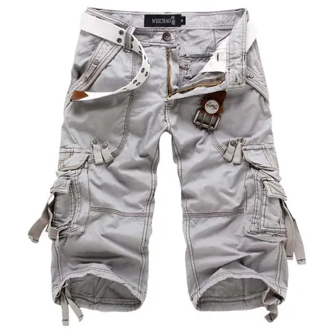 Men's Casual Cotton Blend Cargo 3/4 Pants Multi-Pocket Loose Fit Straight Leg Capri Trousers Summer Outdoor Daily Wear