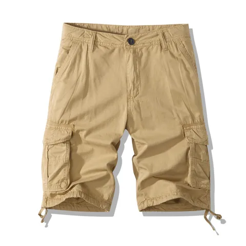 Men's Casual Cargo Shorts Cotton Multi-Pocket Outdoor Straight Five-Point Pants Summer Fashion Daily Wear Bottoms
