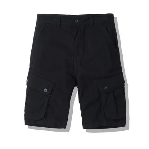 Men's Casual Cotton Cargo Shorts Summer Straight Fit Solid Color Multi-Pocket Military Five-Point Outdoor Shorts