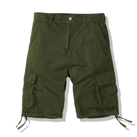 Men's Casual Pure Cotton Cargo Shorts Multi Pocket Straight Fit Outdoor Summer Sports Military Style Shorts