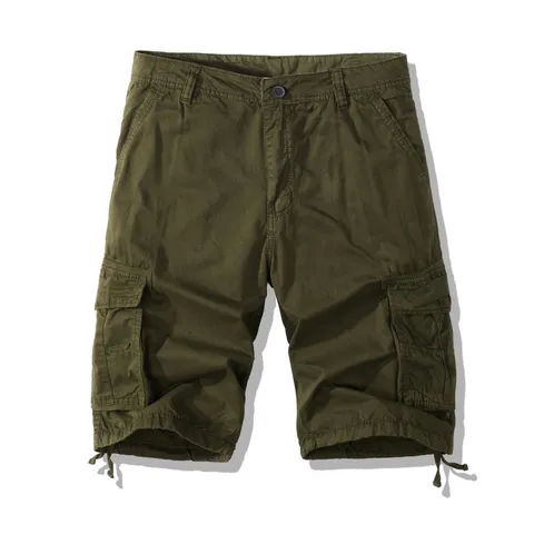 Men's Casual Cargo Shorts Cotton Multi-Pocket Outdoor Straight Five-Point Pants Summer Fashion Daily Wear Bottoms