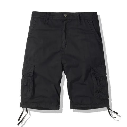 Men's Casual Pure Cotton Cargo Shorts Multi Pocket Straight Fit Outdoor Summer Sports Military Style Shorts