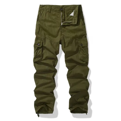 Men's Casual Multi-Pocket Washed Cargo Pants Straight Fit Military Tactical Cotton Trousers Daily Outdoor Work Pants