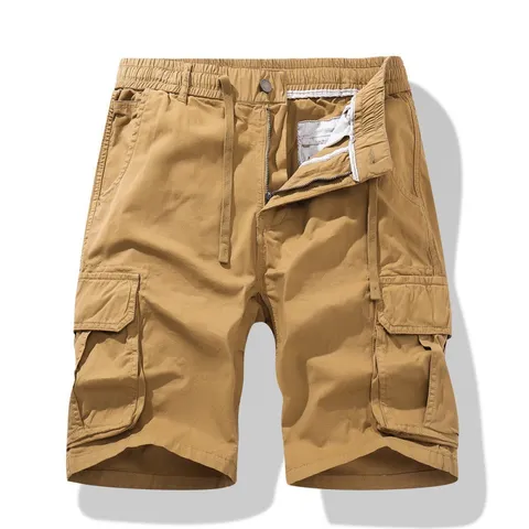 Men's Casual Cotton Cargo Shorts Multi Pocket Straight Fit Summer Outdoor Sports Short Pants