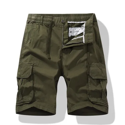 Men's Casual Cotton Cargo Shorts Multi Pocket Straight Fit Summer Outdoor Sports Short Pants
