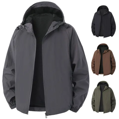 Heren Casual Met Capuchon Windbreaker Jas Waterdicht Full Zip Outdoor Sportjas