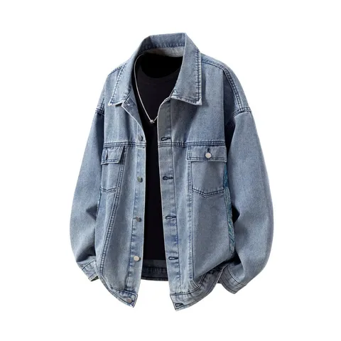 Herren Übergröße Denim Jacke Vintage Gewaschen Langarm Blumen Stickerei Gestückt Lässig Lose Oberbekleidung Mantel