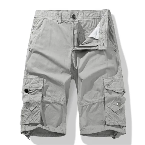 Men's Casual Cotton Cargo Shorts Summer Multi-Pocket Straight Fit Outdoor Daily Wear Shorts