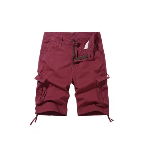 Men's Casual Pure Cotton Cargo Shorts Multi Pocket Straight Fit Summer Outdoor Shorts