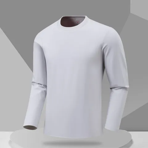 Men's Casual Slim Fit Crew Neck Long Sleeve Sweatshirt Solid Color Elastic Base Layer Top