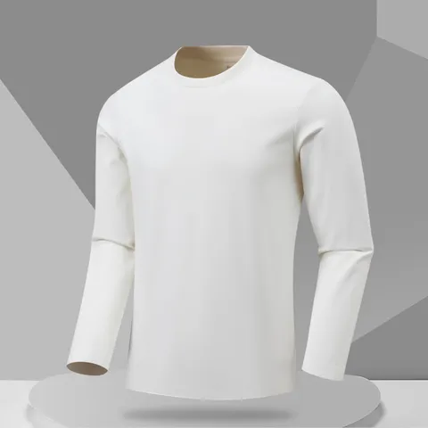 Men's Casual Slim Fit Crew Neck Long Sleeve Sweatshirt Solid Color Elastic Base Layer Top