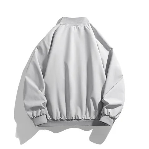 Men's Casual Bomber Jacket Streetwear Windproof Waterproof Baseball Collar Zip Up Loose Fit Coat