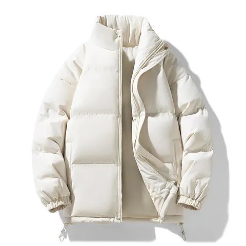 Men's Winter Thickened Padded Bread Jacket Casual Stand Collar Full Zip Windproof Warm Outerwear