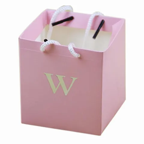 Square Paper Gift Bag Alphabet Candy Box With Handles For Wedding Party Feast Sweet Love Letter Printed Gift Packaging Tote Bag