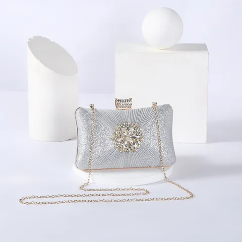 Women Rhinestone Evening Bag Vintage Sequins Clutch Glitter Party Prom Shoulder Chain Handbag Wedding Purse