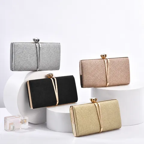 Women Fashion Sequin Clutch Bag Elegant PU Leather Evening Bag With Chain Crossbody Purse For Wedding Party Prom