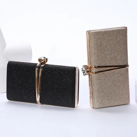 Women Fashion Sequin Clutch Bag Elegant PU Leather Evening Bag With Chain Crossbody Purse For Wedding Party Prom