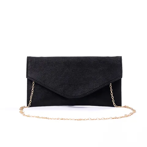 Women Glitter Suede Evening Bag Elegant Envelope Clutch Purse With Gold Chain Crossbody Banquet Party Handbag