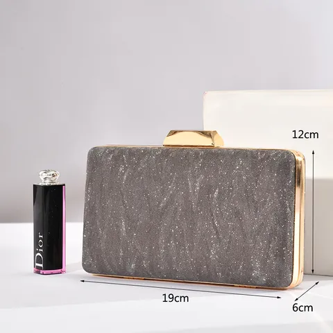 Sac de Soirée Classique en Cuir PU Paillettes Pochette Cadre en Métal Sac à Main Élégant Fête Bal Mariage Portefeuille pour Femmes