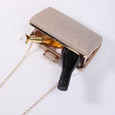 Women Evening Bag Glitter Sequin Clutch Purse Hard Shell Wedding Banquet Handbag With Metal Lock Chain