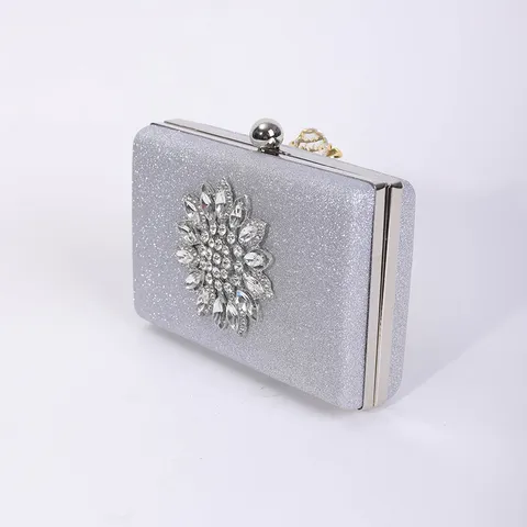 Women Rhinestone Evening Bag Glitter PU Leather Clutch Purse Sparkling Wedding Party Handbag With Clasp Closure