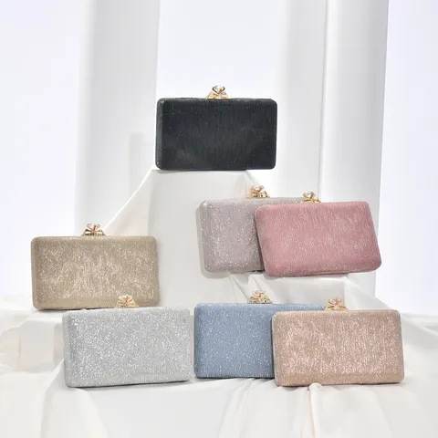 Women's Evening Bag PU Leather Rhinestone Lock Clutch Elegant Sparkly Wave Pattern Handbag For Banquet Party Wedding
