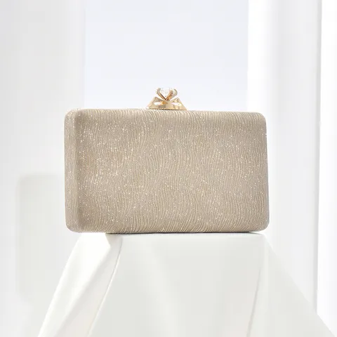 Women's Evening Bag PU Leather Rhinestone Lock Clutch Elegant Sparkly Wave Pattern Handbag For Banquet Party Wedding