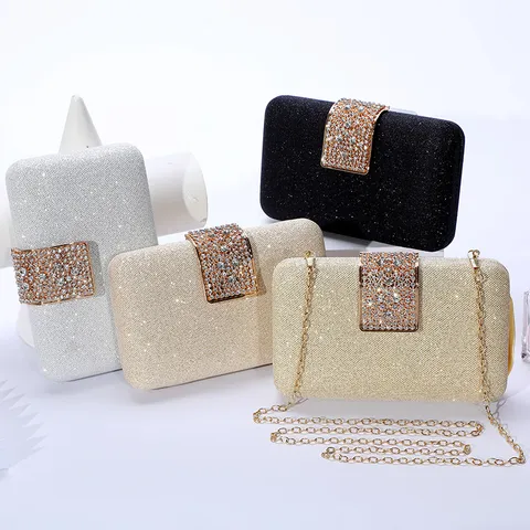 Women's Fashion Evening Bag Luxury Sequins PU Leather Clutch Bag Elegant Party Prom Shoulder Crossbody Bag