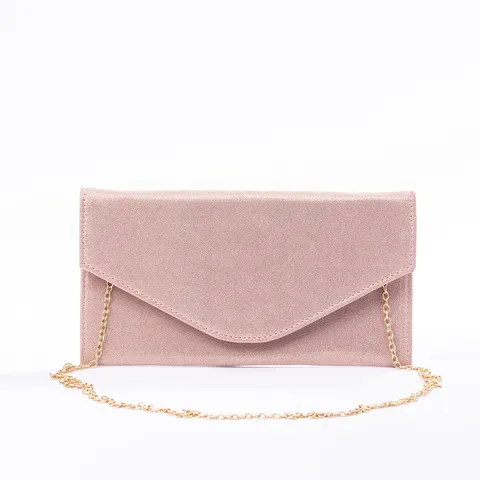 Women Glitter Suede Evening Bag Elegant Envelope Clutch Purse With Gold Chain Crossbody Banquet Party Handbag