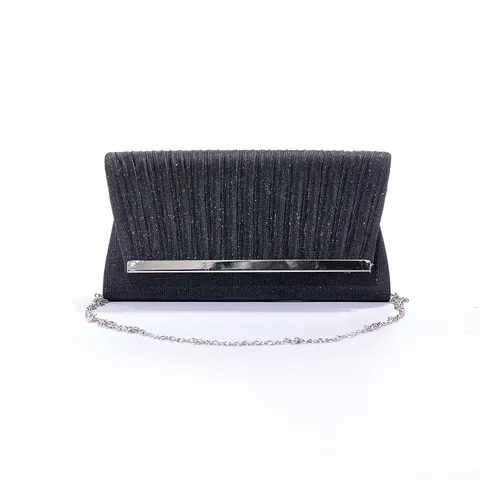 Women Pleated Glitter Evening Bag Fashion PU Leather Handbag Casual Versatile Chain Crossbody Bag Banquet Party Purse