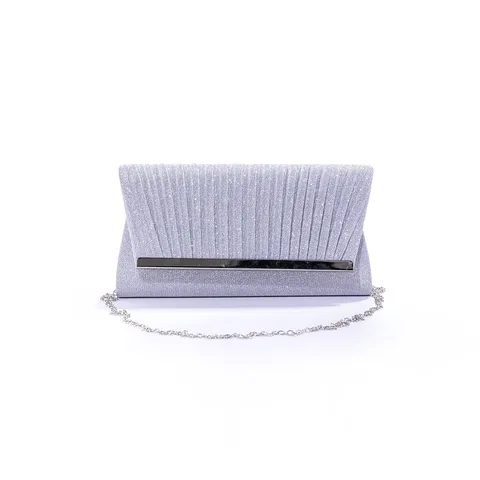 Women Pleated Glitter Evening Bag Fashion PU Leather Handbag Casual Versatile Chain Crossbody Bag Banquet Party Purse