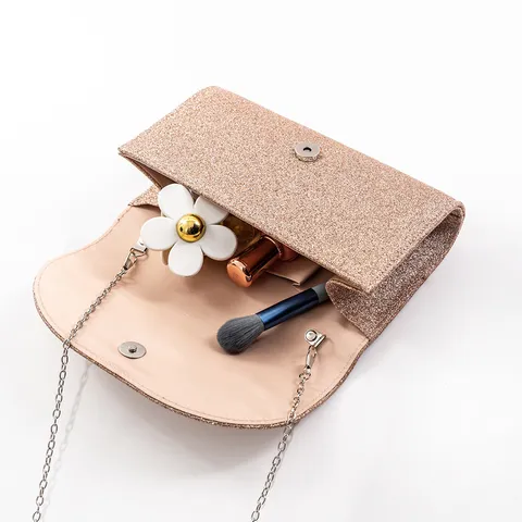 Women Glitter Evening Bag Minimalist Sequin Clutch PU Leather Fashion Versatile Chain Crossbody Bag
