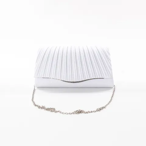 Women Glitter Pleated Evening Bag French Retro Solid Color Banquet Bag Niche High-End Chain Crossbody Bag