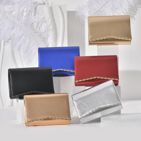 Women PU Leather Envelope Evening Bag Chain Clutch Bag Elegant Magnetic Closure Shoulder Bag For Banquet Party