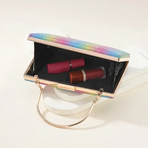 Women's Fashion Glitter PU Leather Evening Bag Luxury Metallic Lock Clutch Bag Elegant Banquet Party Crossbody Bag
